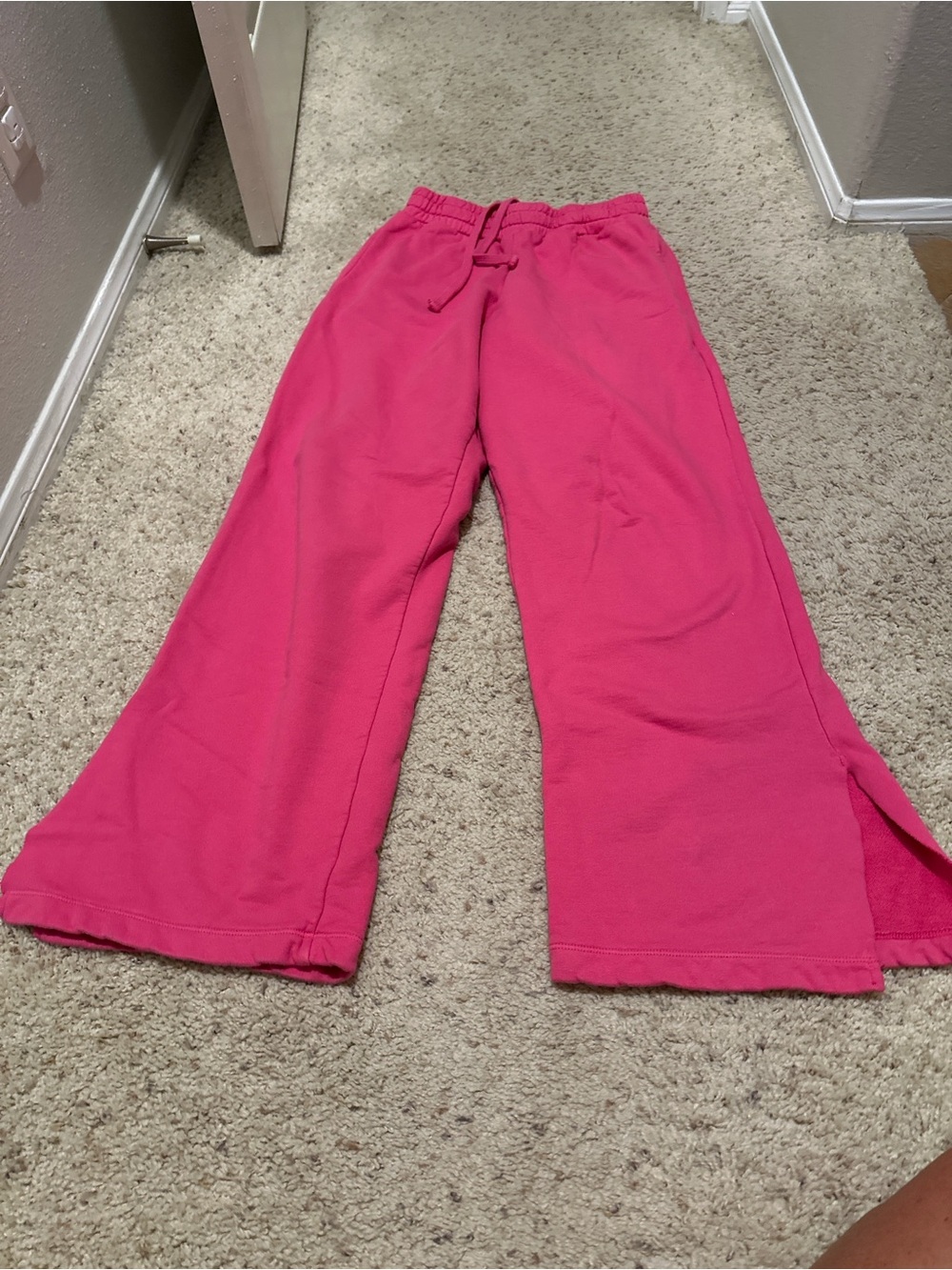 Daily Drills Bright Pink Wide-Leg Drawstring Sweatpants